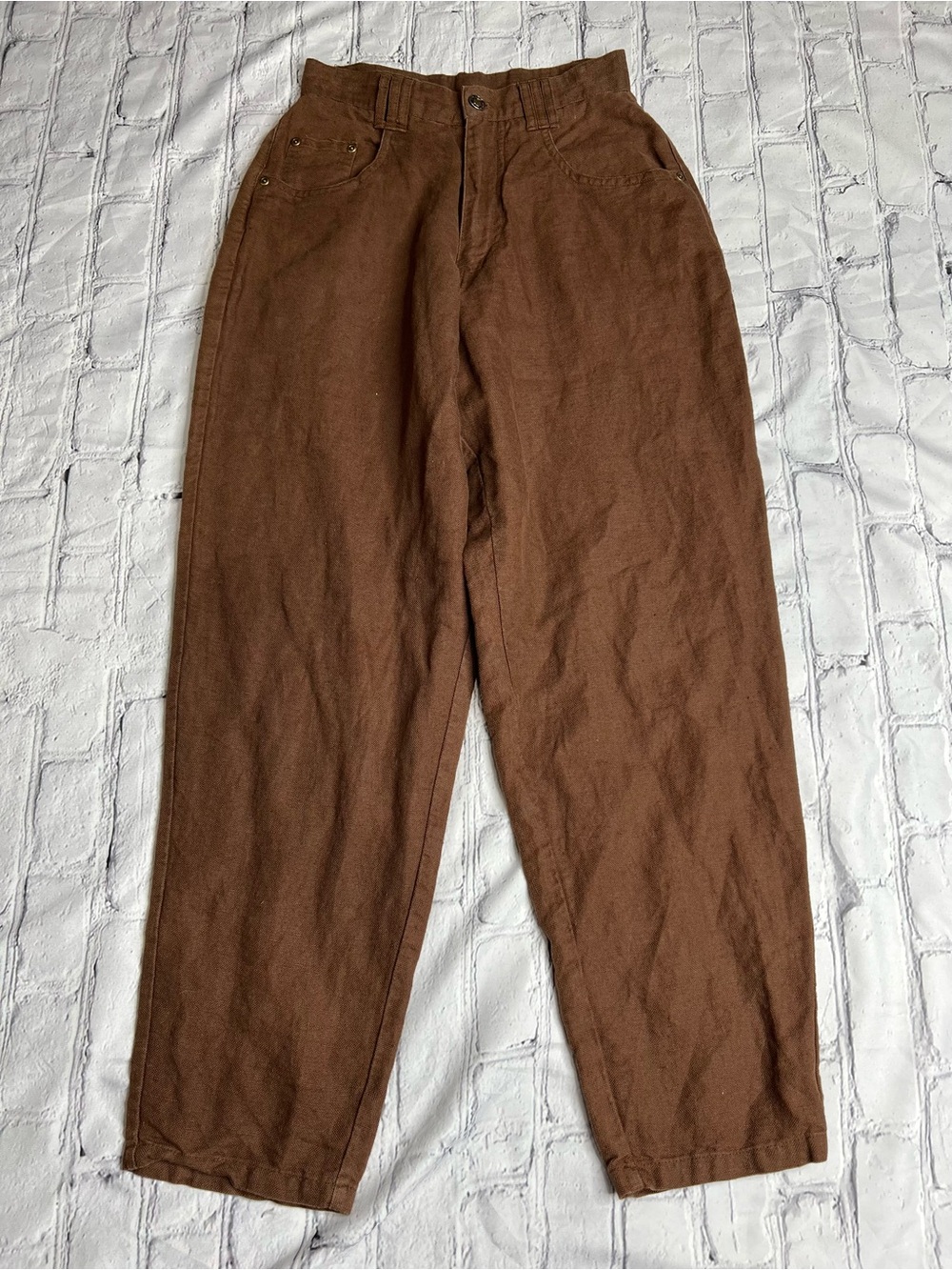 Women’s vintage Beverly Hills clothing brown linen pants size 5/6